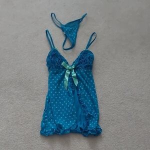 Rampage Vintage Turquoise Polka Dot  Two  Piece